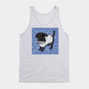 Cute Winter Dog in Christmas Snowflake Sweater Tank Top